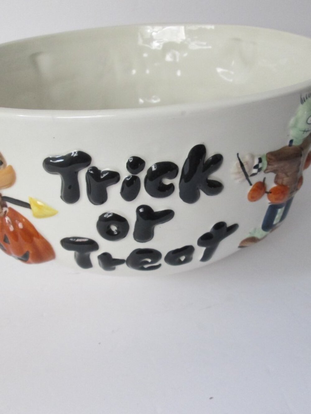 Vtg 1998 Halloween Candy Bowl Debbie Mumm Sakura Frankenstein Owl Trick or Treat